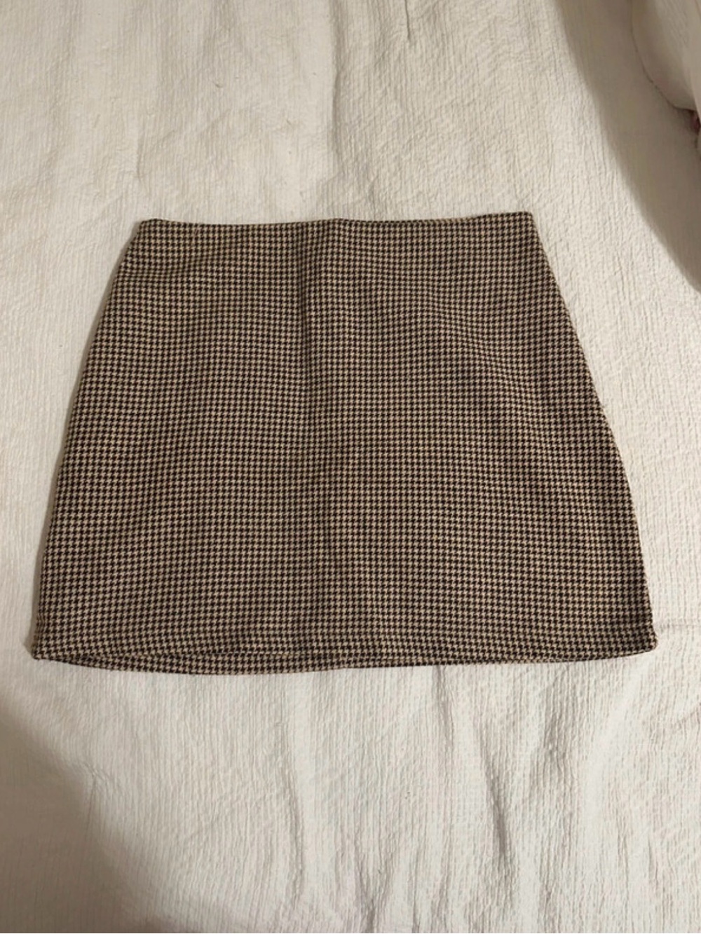 SHEIN Brown and Black Houndstooth Mini Skirt